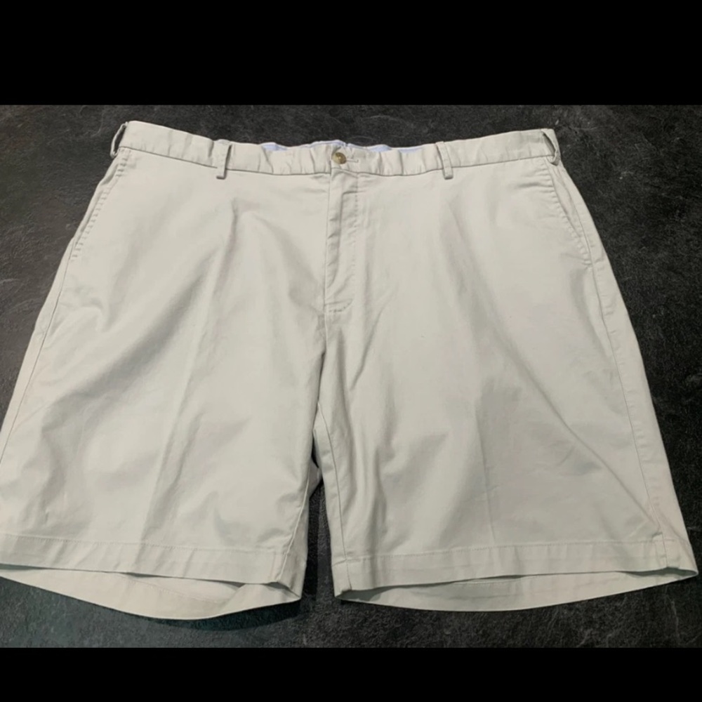 Peter Millar Flat Front‎ Shorts Mens 42 Stone Grey Golf Pima Cotton Made in Peru